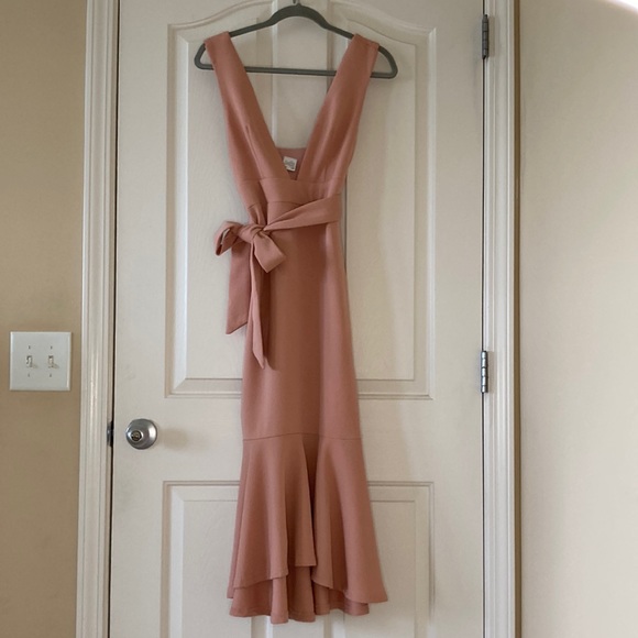 Selfie Leslie Sorry Not Sorry Wide Strap Flounce Dress Blush Medium - Picture 2 of 13